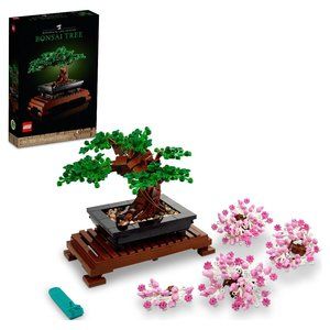 LEGO Icons Bonsai Tree Building Set, Features Cherry Blossom Flowers, DIY Plant